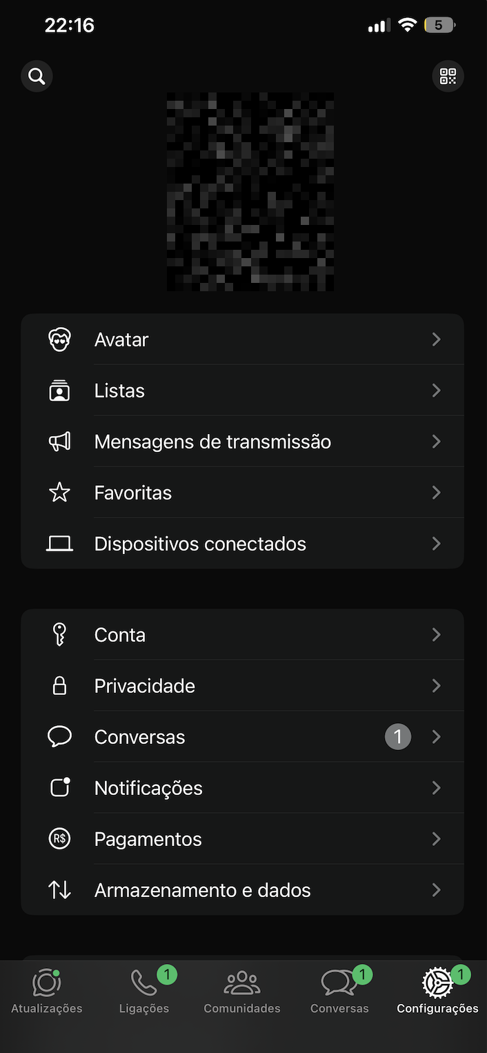 Configura&ccedil;&otilde;es do WhatsApp