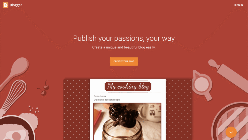 landing page do blogger