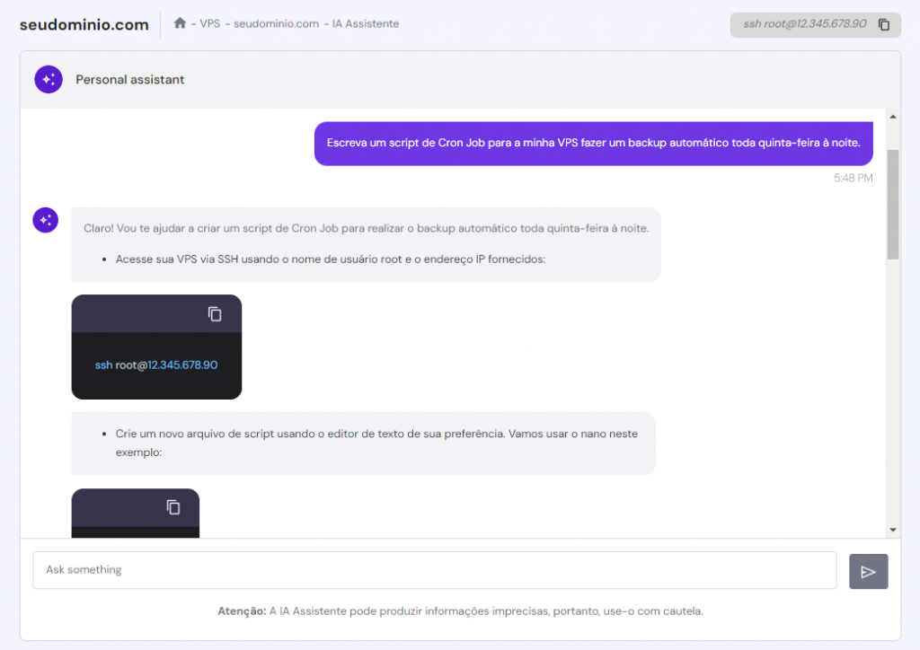 Como configurar VPS e usar o assistente de IA: tutorial completo