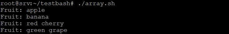 bash for loop com saída do tipo array