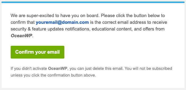 confirmação de cadastro em lista de email