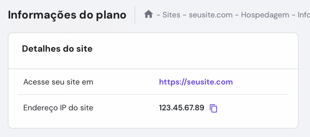 detalhes do plano no hpanel