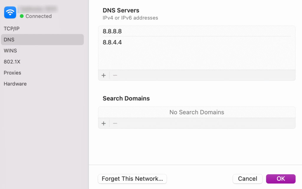 editando dns no macOS