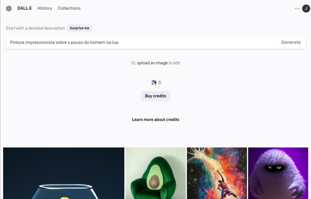 Geração de imagens com IA no DALL-E