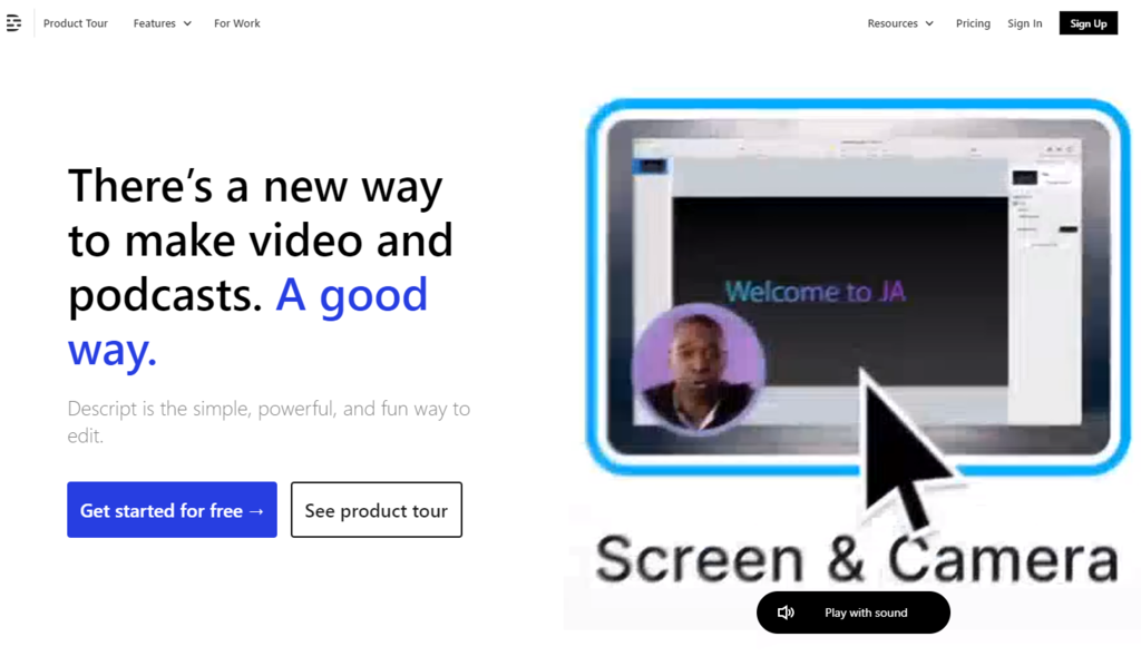 Descript com transcrição e edição por texto