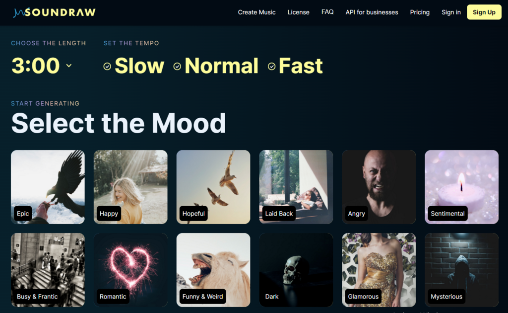 Soundraw criando música com IA