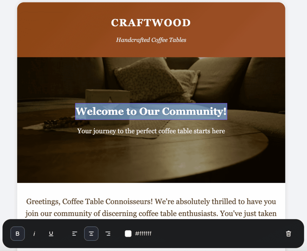 exemplo de template de newsletter por email da hostinger reach
