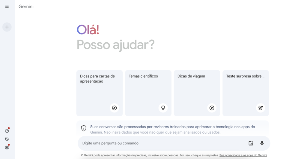 Google Gemini com respostas em tempo real