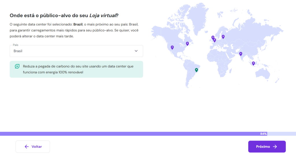escolhendo um servidor na Hostinger