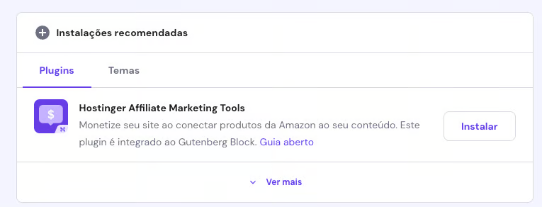 instalacao do plugin Hostinger Affiliate Marketing Tools