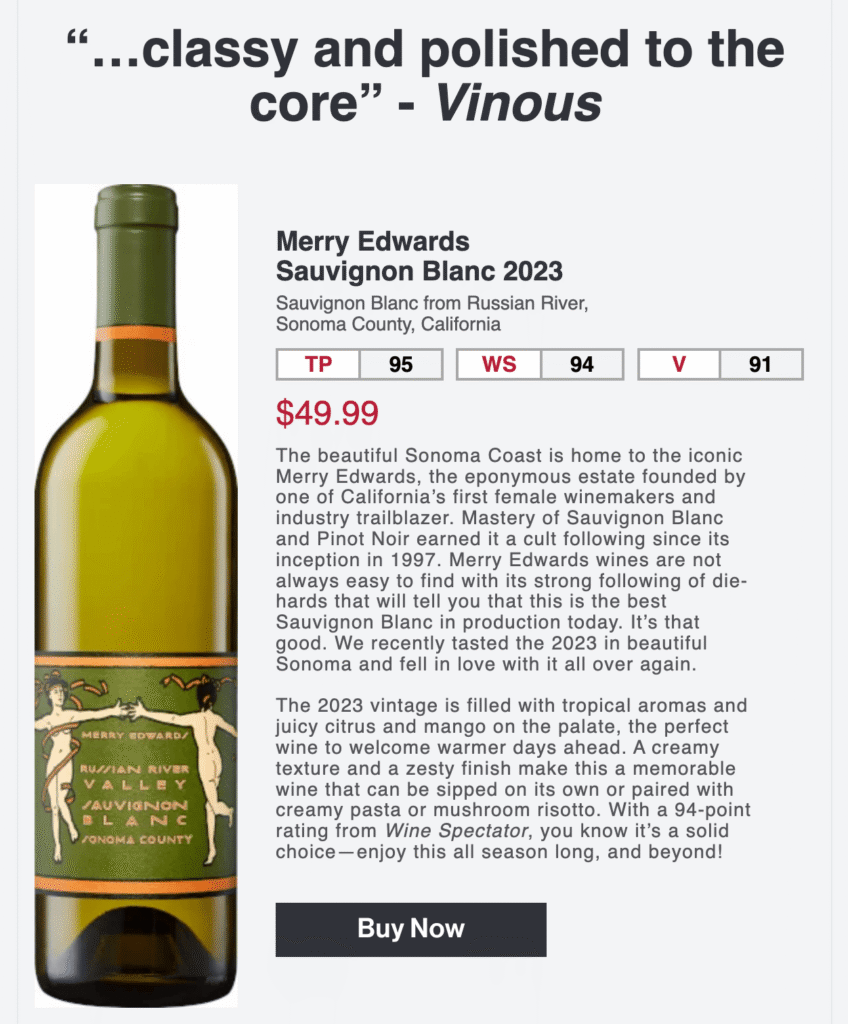 campanha de email marketing da wine.com