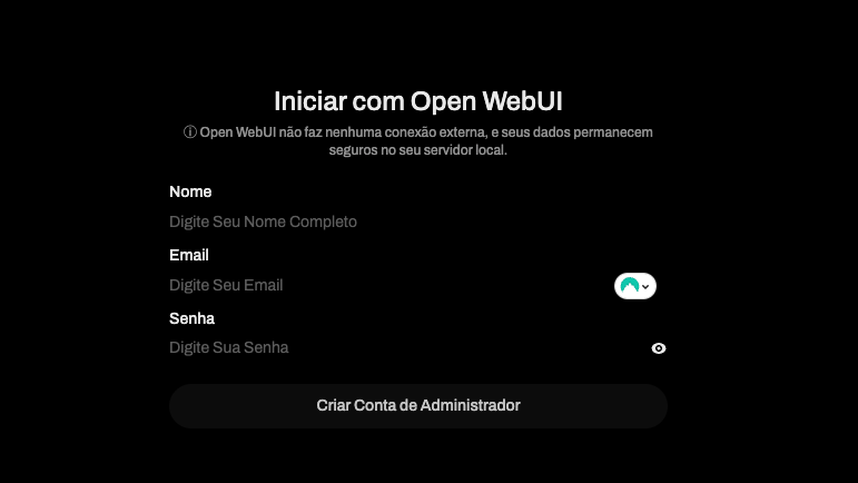 Criando conta na open webui 
