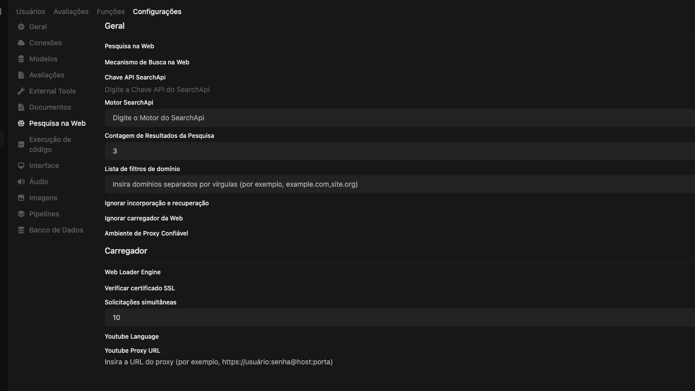 aba de pesquisa na web no ollama
