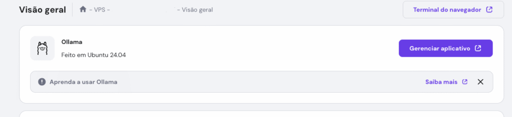 gerenciando o aplicativo Ollama na Hostinger
