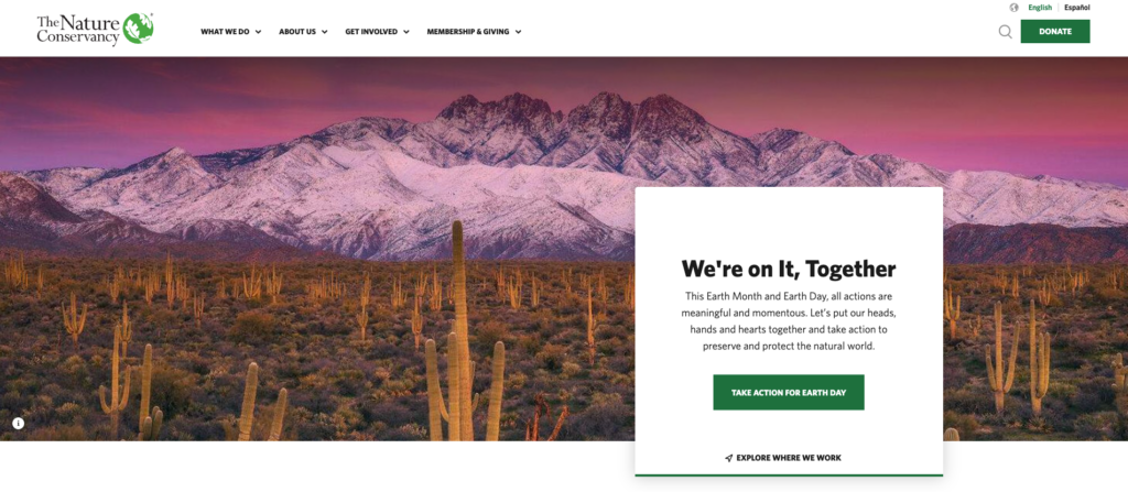 site institucional da the nature conservancy