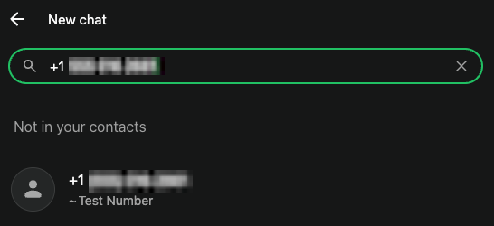 Conta de teste do WhatsApp nos resultados de pesquisa