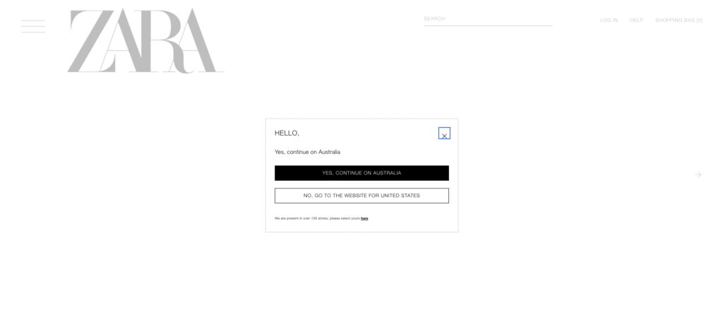 splash page da zara