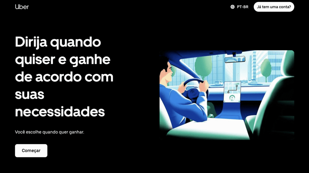 página do uber para motoristas