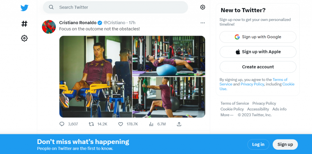 A página inicial do Twitter