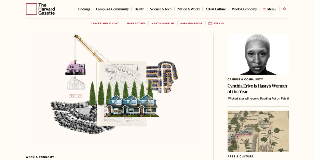 Página da Harvard Gazette