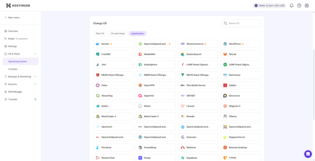 A Hostinger oferece um modelo Odoo pr&eacute;-configurado.