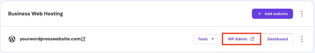 Bot&atilde;o de acesso ao painel de administra&ccedil;&atilde;o do site WordPress no hPanel