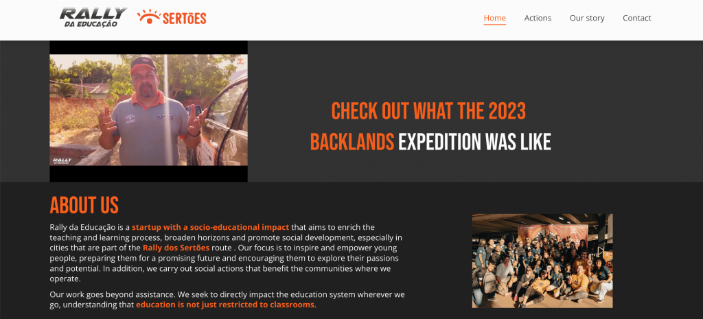 Página inicial do Rally da Educação