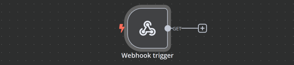Tela de fluxo de trabalho n8n mostrando um nó de gatilho de webhook