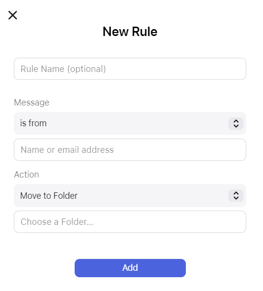 Uma janela pop-up para criar uma nova regra no Mail do Mac.