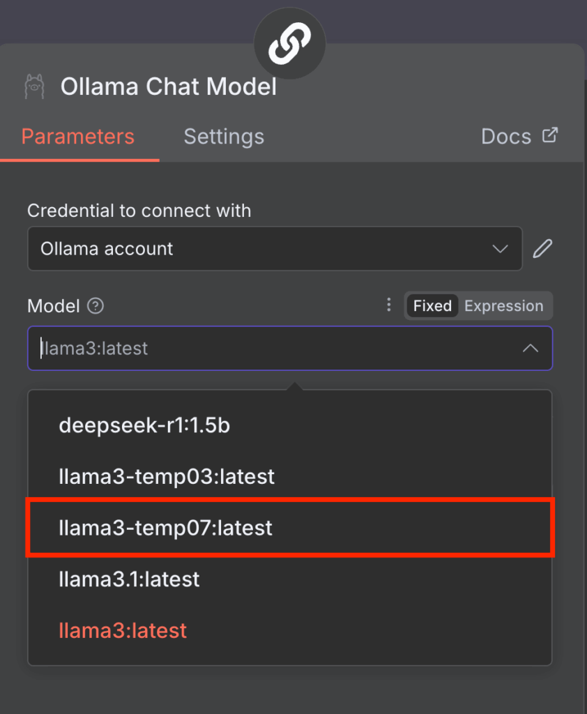 um modelo personalizado de lhama no n8n