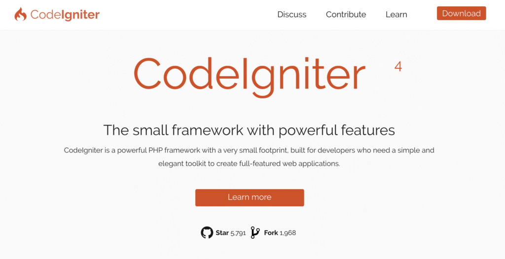 P&aacute;gina inicial oficial do CodeIgniter