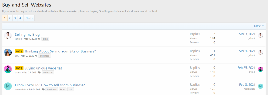 Captura de tela de an&uacute;ncios no f&oacute;rum do Webmastersun.