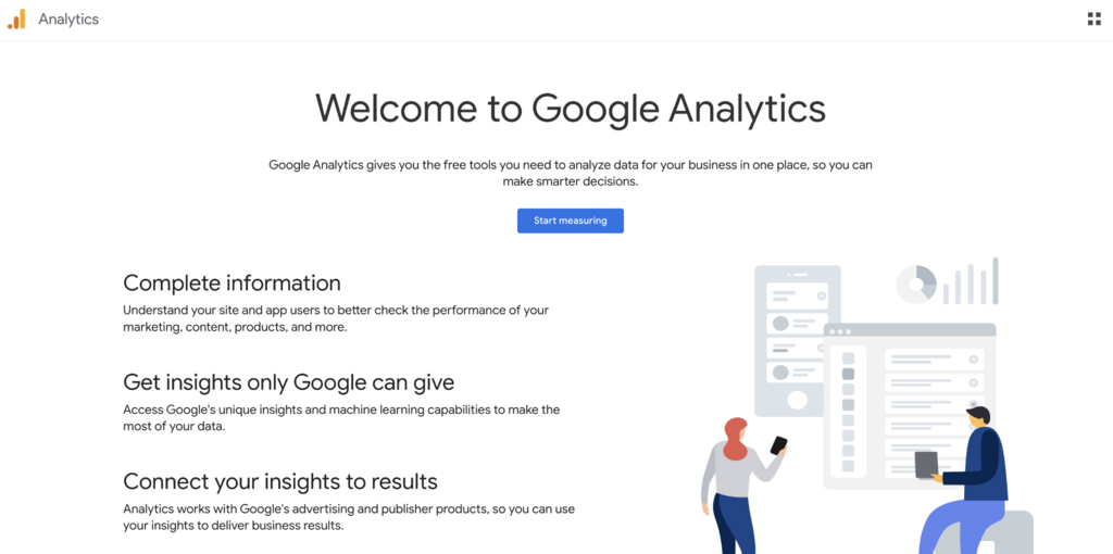P&aacute;gina inicial do Google Analytics