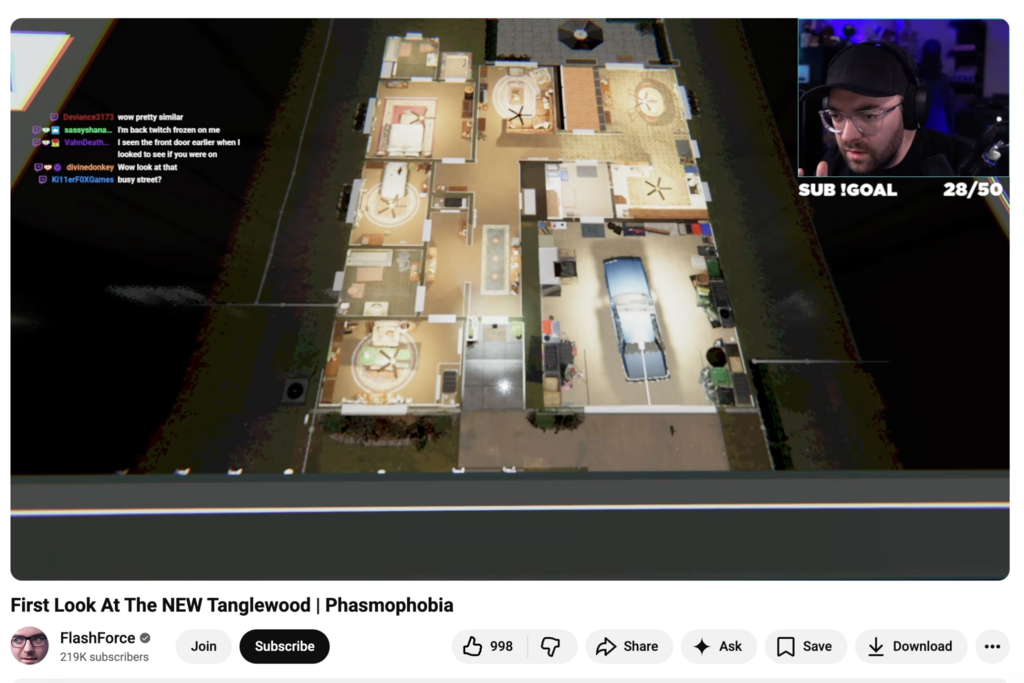 Gameplay de Phasmophobia por um YouTuber