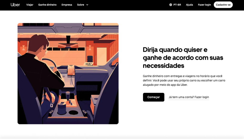 P&aacute;gina da Uber