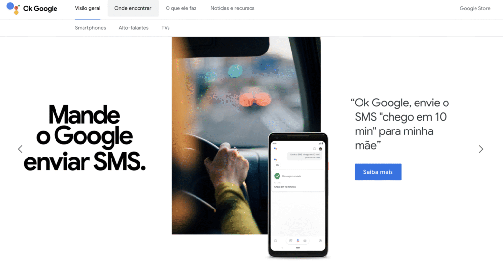 O que s&atilde;o agentes de IA: landing page do Google Assistente