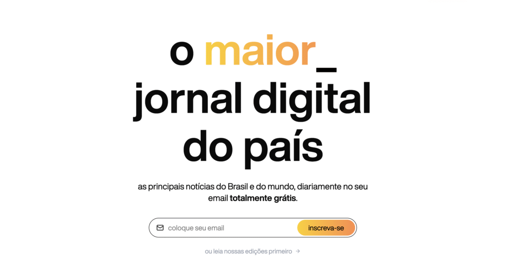 P&aacute;gina com t&iacute;tulo chamativo sobre o "Maior jornal digital do pa&iacute;s"