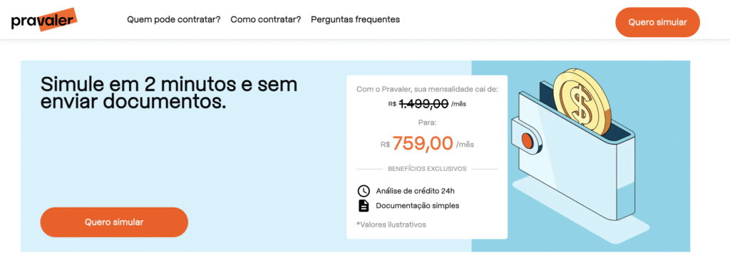 P&aacute;gina para simular valor de mensalidade para financiar faculdade
