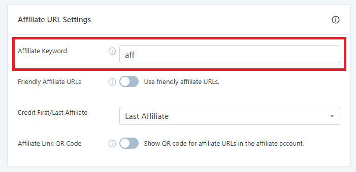 O campo de Palavra-chave de Afiliado destacado nas Configura&ccedil;&otilde;es de URL de Afiliado do SliceWP