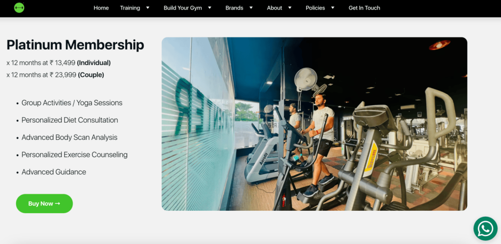 P&aacute;gina de associa&ccedil;&atilde;o da Formula Fitness &Iacute;ndia