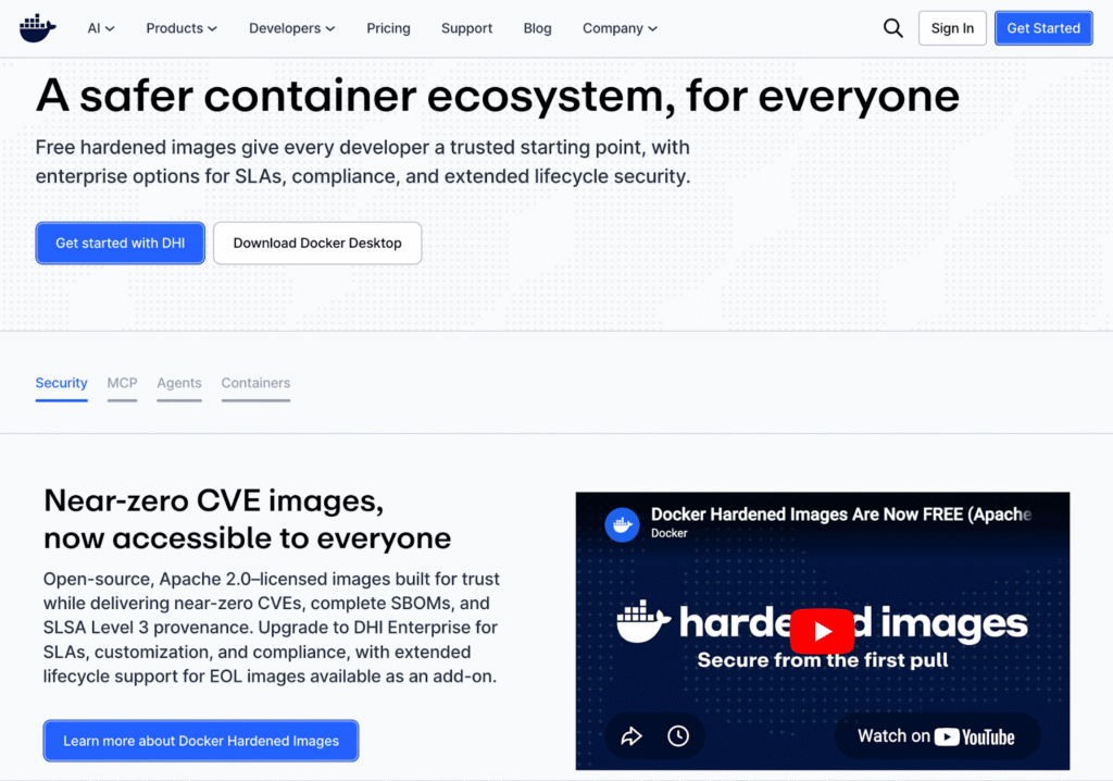 Homepage do Docker