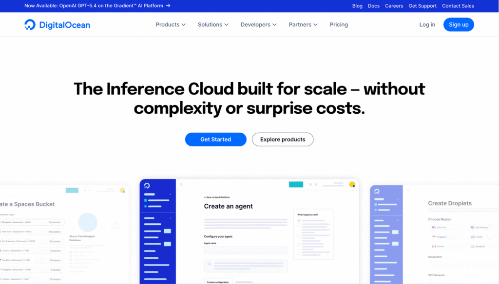 P&aacute;gina inicial da DigitalOcean