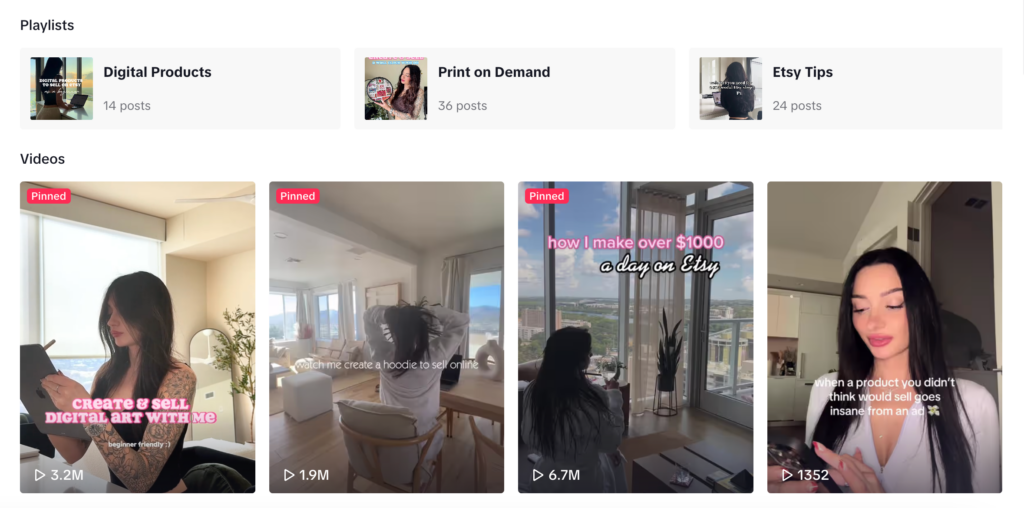 p&aacute;gina do TikTok moneywithmak