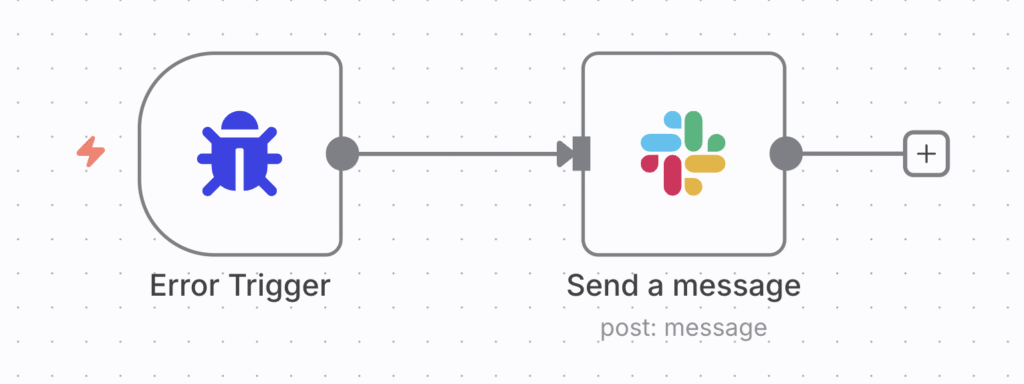O gatilho de erro do n8n enviando um alerta no Slack.