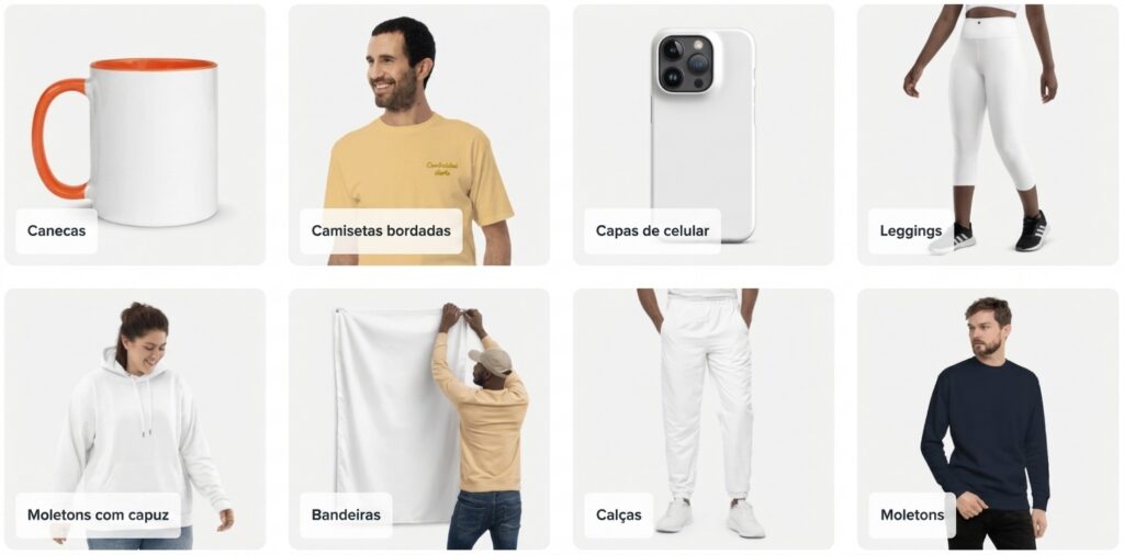 Produtos dispon&iacute;veis na Printful