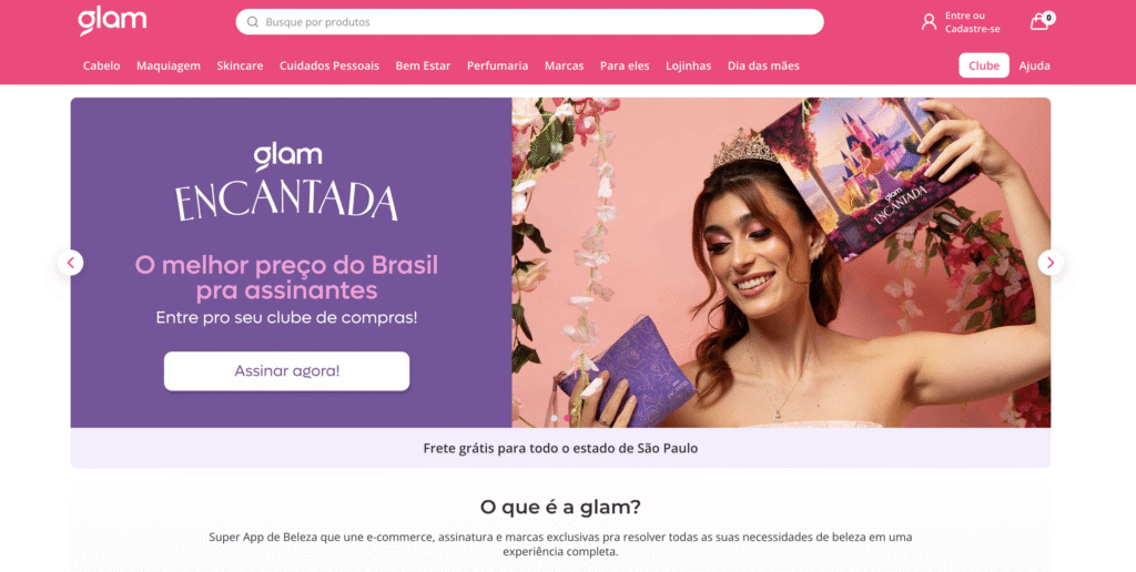 P&aacute;gina inicial da Glambox