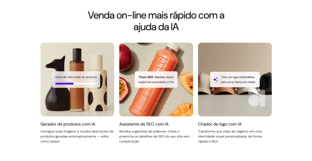 Ferramentas de IA do criador de sites de ecommerce da Hostinger