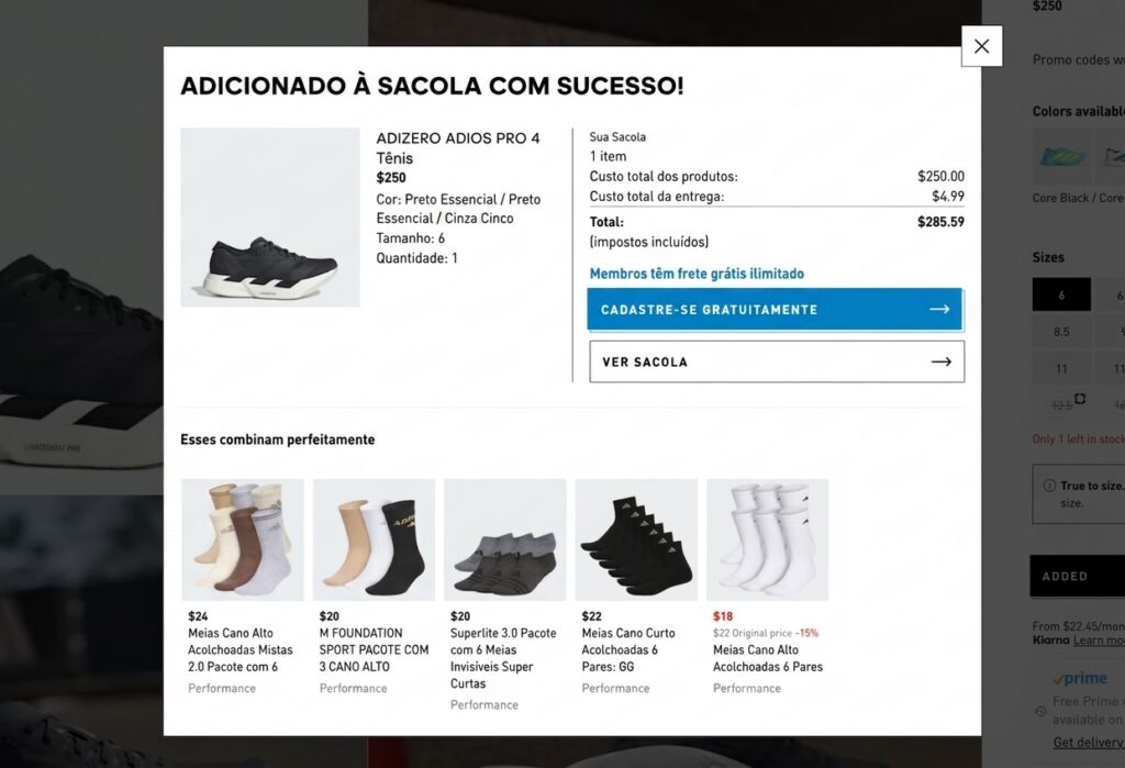 Como vender sapatos online: recomenda&ccedil;&otilde;es de venda cruzada de cal&ccedil;ados da Adidas
