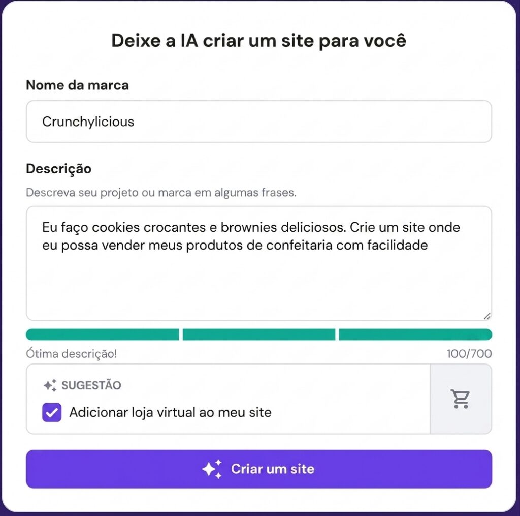 Criador de sites com IA