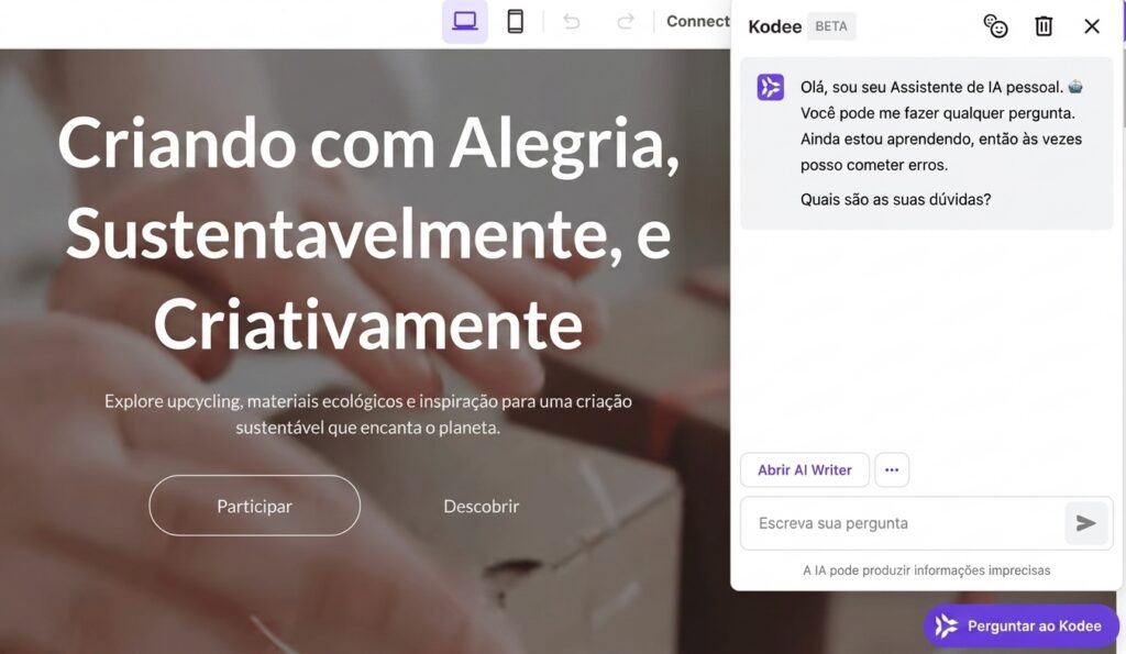 Assistente de IA no Criador de Sites da Hostinger